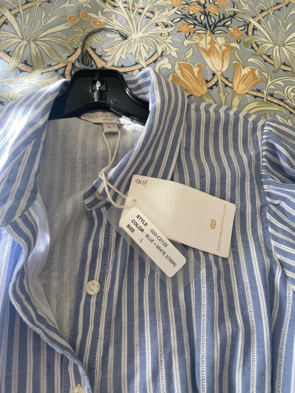 Caroline Constas White and Blue Striped Waist Defining Dress - Picture 4 of 4